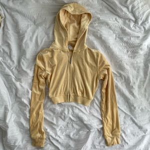 Velour / Velvet Pastel Yellow Zip Up